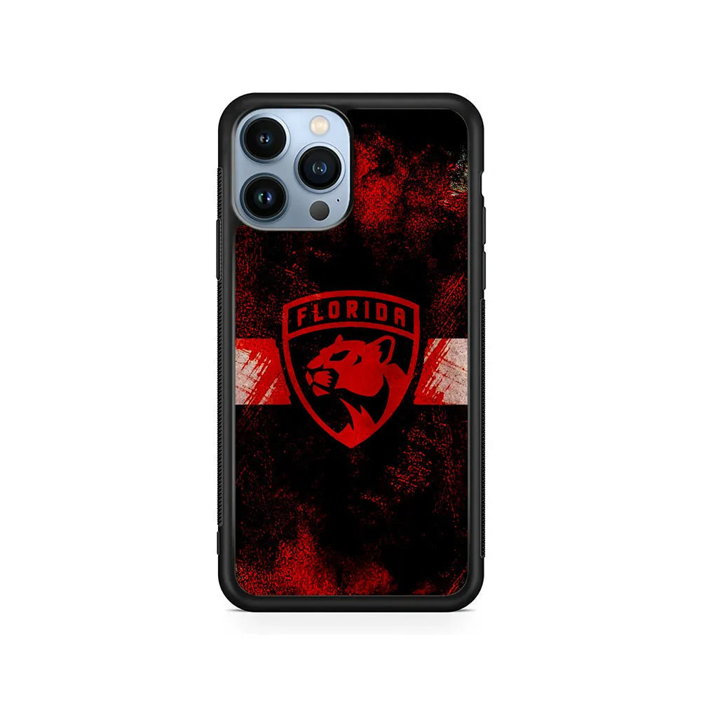 NHL Florida Panthers Abstract iPhone 13 Pro Case-Rubber / Black (2D Case)-Xtracase