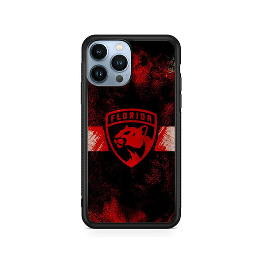 NHL Florida Panthers Abstract iPhone 13 Pro Case-Rubber / Black (2D Case)-Xtracase