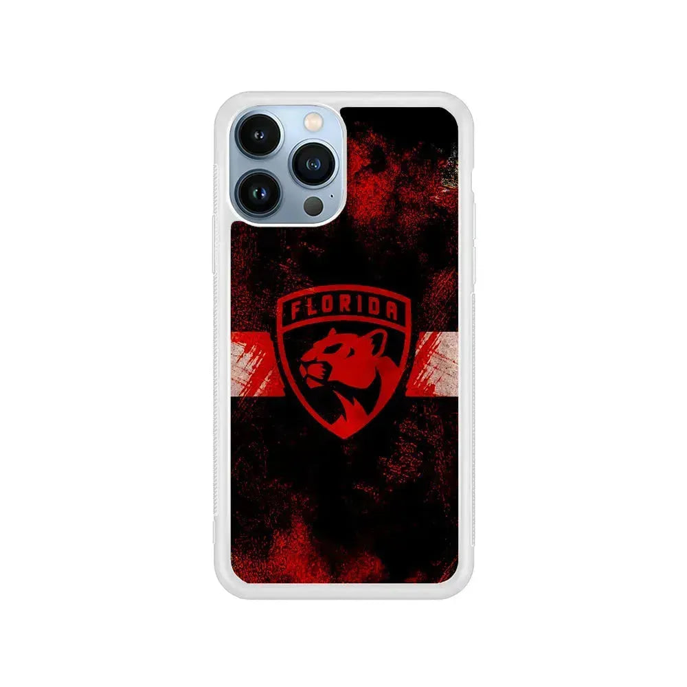 NHL Florida Panthers Abstract iPhone 15 Pro Max Case-Rubber / White (2D Case)-Xtracase