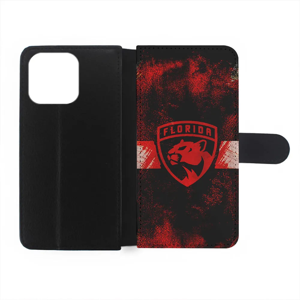 NHL Florida Panthers Abstract iPhone 13 Pro Case-Flip Wallet Case-Xtracase