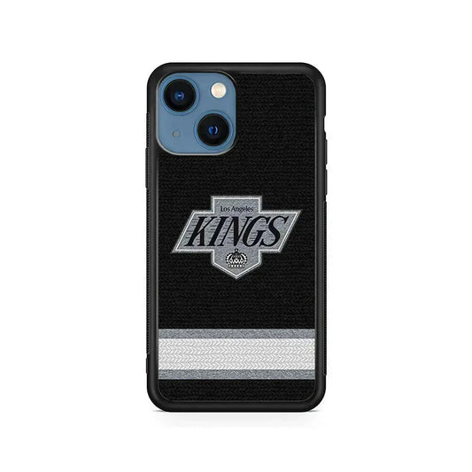 NHL Los Angeles Kings Pattern iPhone 13 Mini Case-Rubber / Black (2D Case)-Xtracase