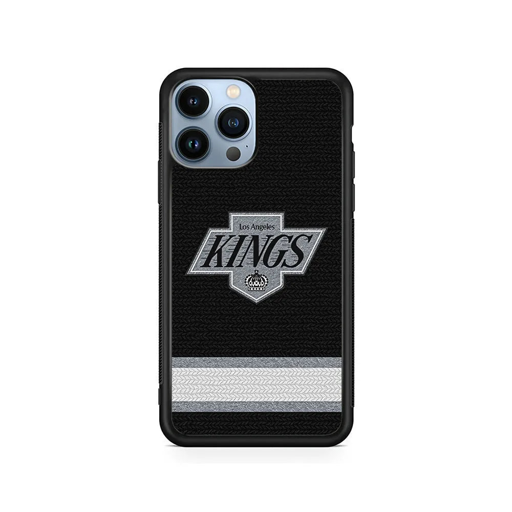 NHL Los Angeles Kings Pattern iPhone 13 Pro Case-Rubber / Black (2D Case)-Xtracase