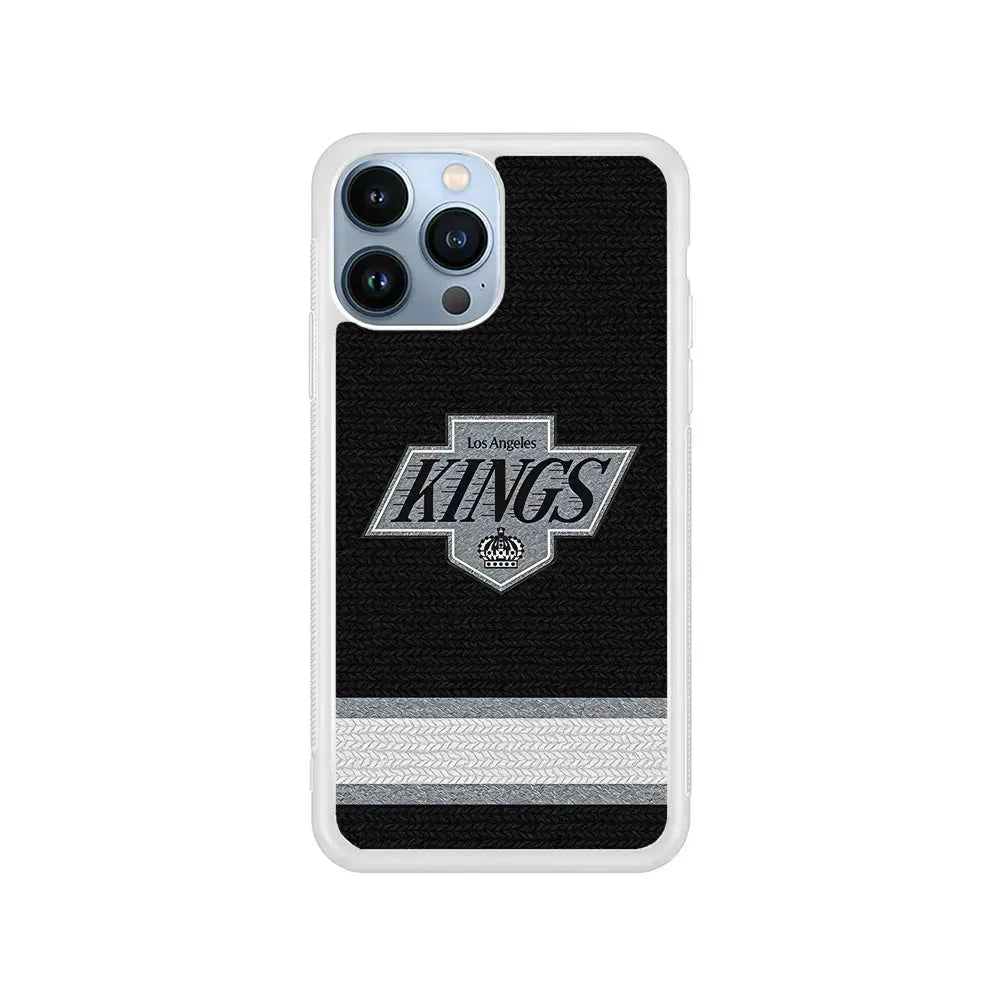 NHL Los Angeles Kings Pattern iPhone 15 Pro Max Case-Rubber / White (2D Case)-Xtracase