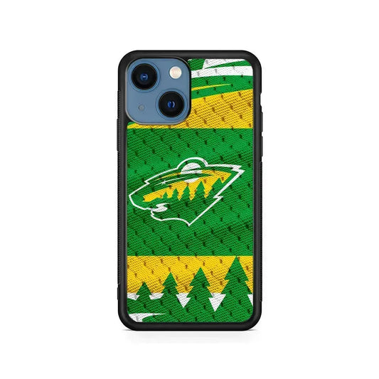 NHL Minnesota Wild Jersey iPhone 13 Mini Case-Rubber / Black (2D Case)-Xtracase