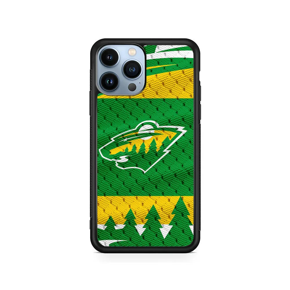 NHL Minnesota Wild Jersey iPhone 13 Pro Case-Rubber / Black (2D Case)-Xtracase