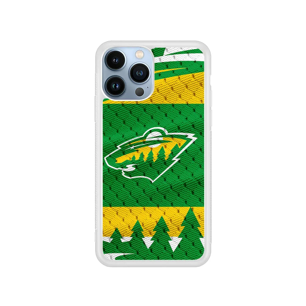 NHL Minnesota Wild Jersey iPhone 13 Pro Max Case-Rubber / White (2D Case)-Xtracase