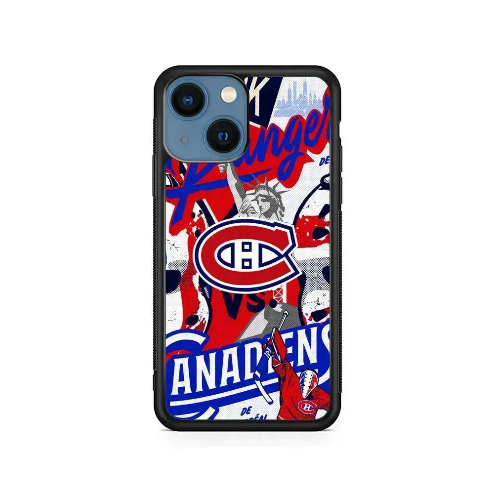 NHL Montreal Canadiens Rangers iPhone 13 Mini Case-Rubber / Black (2D Case)-Xtracase