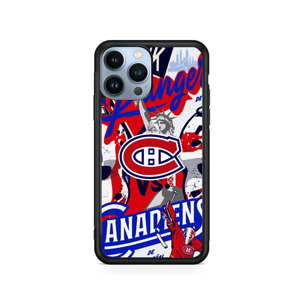 NHL Montreal Canadiens Rangers iPhone 13 Pro Case-Rubber / Black (2D Case)-Xtracase