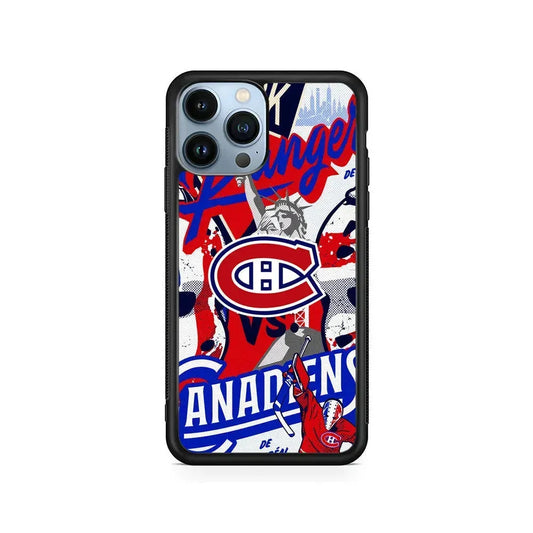 NHL Montreal Canadiens Rangers iPhone 15 Pro Max Case-Rubber / Black (2D Case)-Xtracase