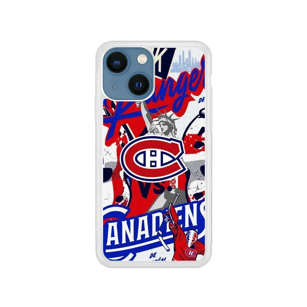 NHL Montreal Canadiens Rangers iPhone 13 Mini Case-Rubber / White (2D Case)-Xtracase