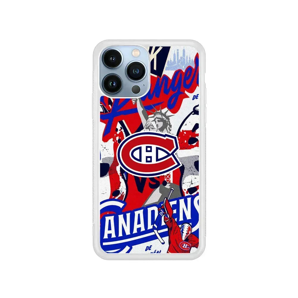 NHL Montreal Canadiens Rangers iPhone 15 Pro Max Case-Rubber / White (2D Case)-Xtracase