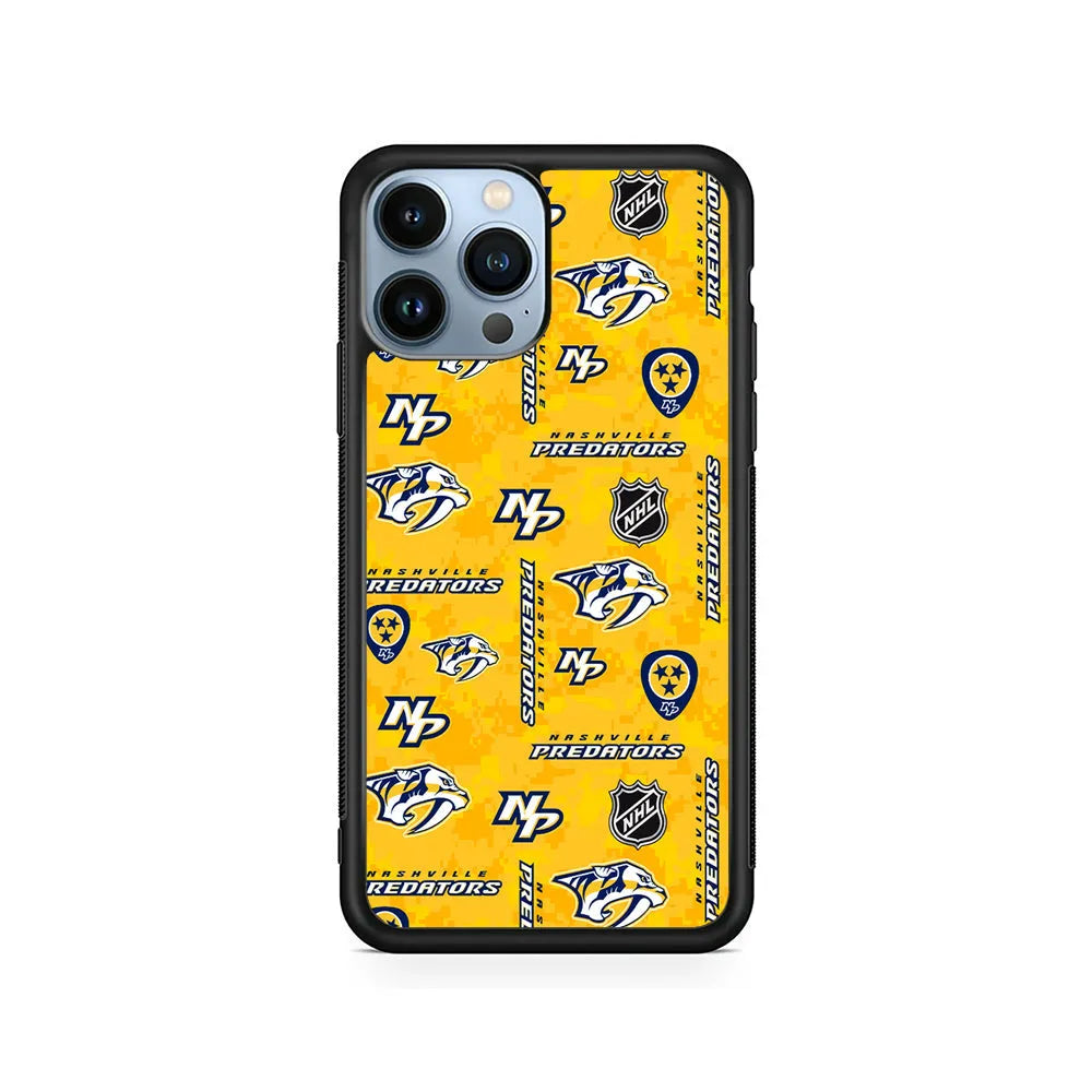NHL Nashville Predators Pixel iPhone 13 Pro Case-Rubber / Black (2D Case)-Xtracase