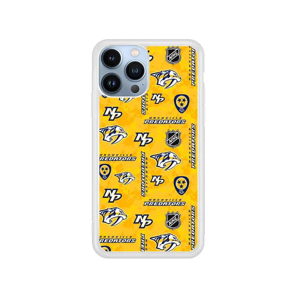 NHL Nashville Predators Pixel iPhone 13 Pro Case-Rubber / White (2D Case)-Xtracase