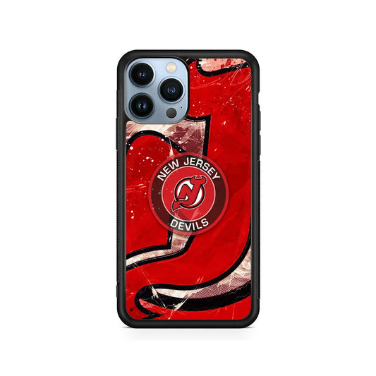 NHL New Jersey Devils The Red iPhone 13 Pro Case-Rubber / Black (2D Case)-Xtracase