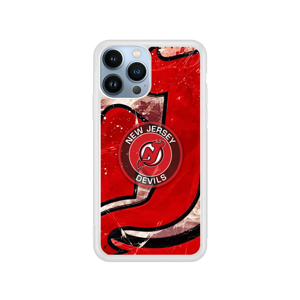 NHL New Jersey Devils The Red iPhone 13 Pro Max Case-Rubber / White (2D Case)-Xtracase