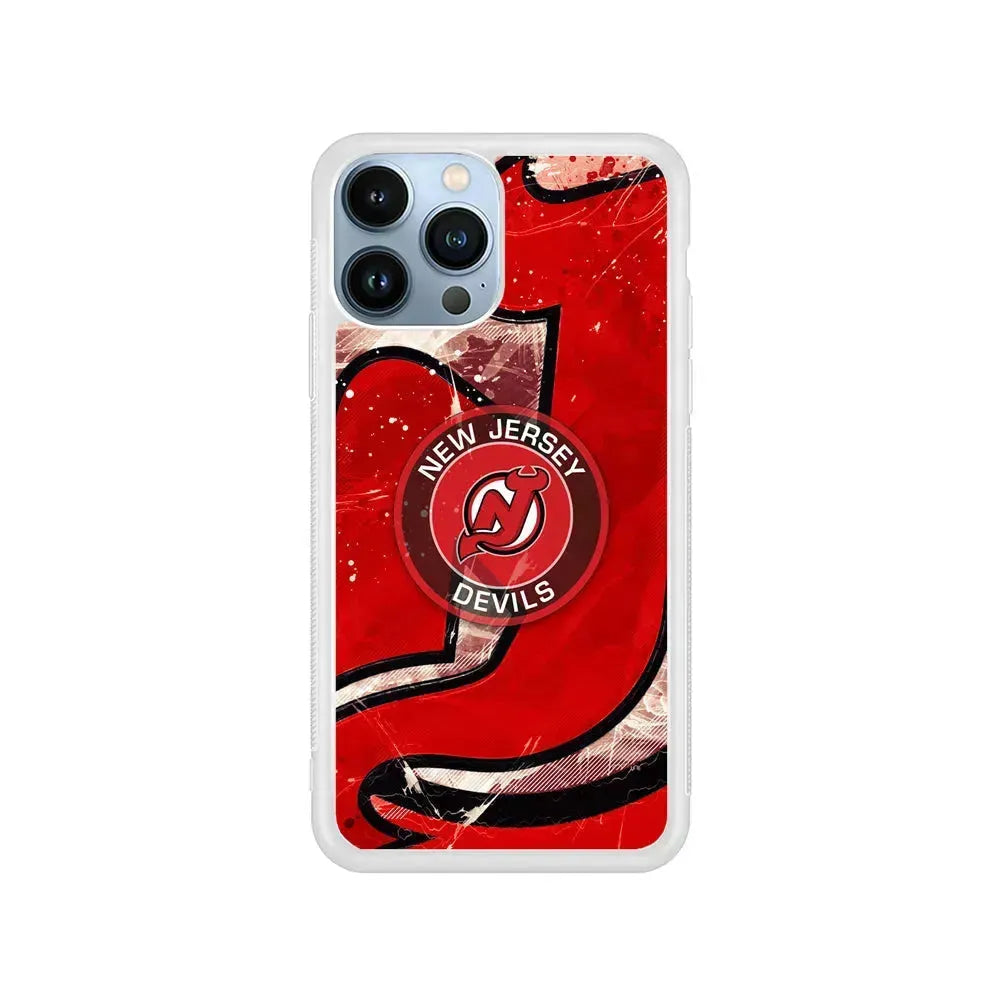 NHL New Jersey Devils The Red iPhone 15 Pro Max Case-Rubber / White (2D Case)-Xtracase