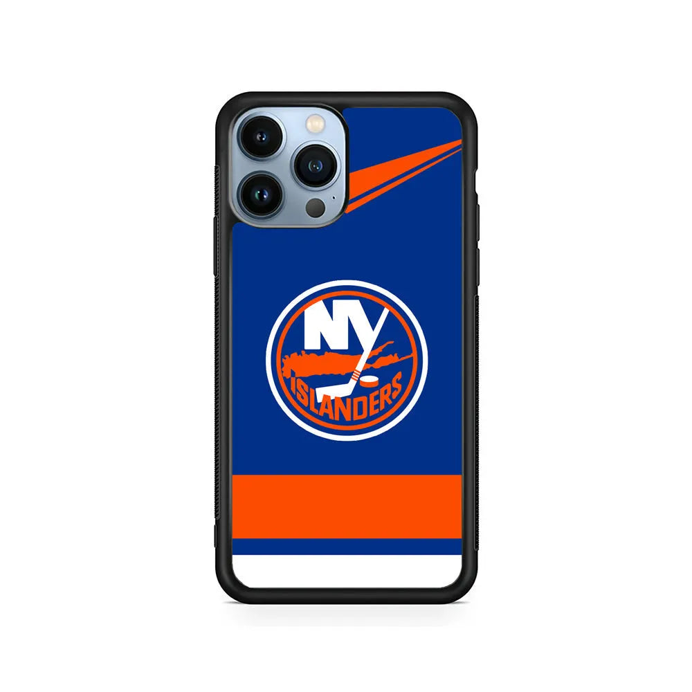 NHL New York Islanders Jersey iPhone 13 Pro Case-Rubber / Black (2D Case)-Xtracase