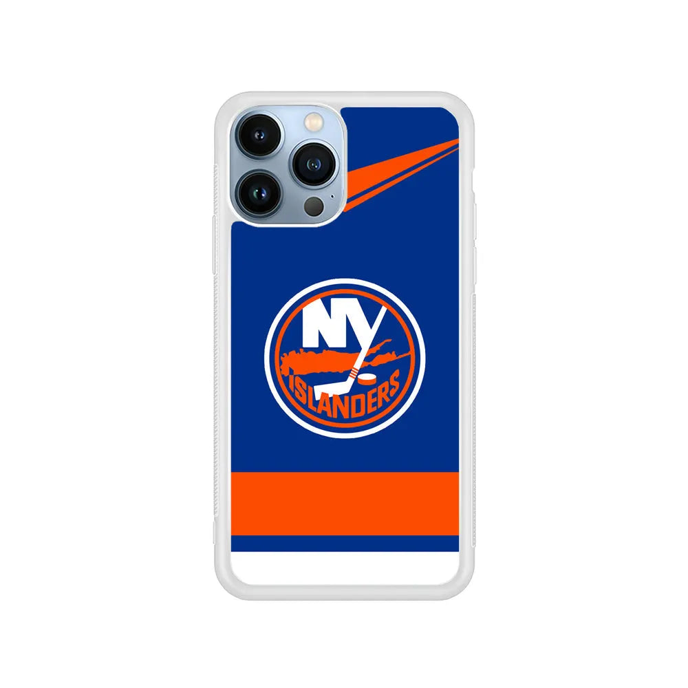 NHL New York Islanders Jersey iPhone 13 Pro Case-Rubber / White (2D Case)-Xtracase