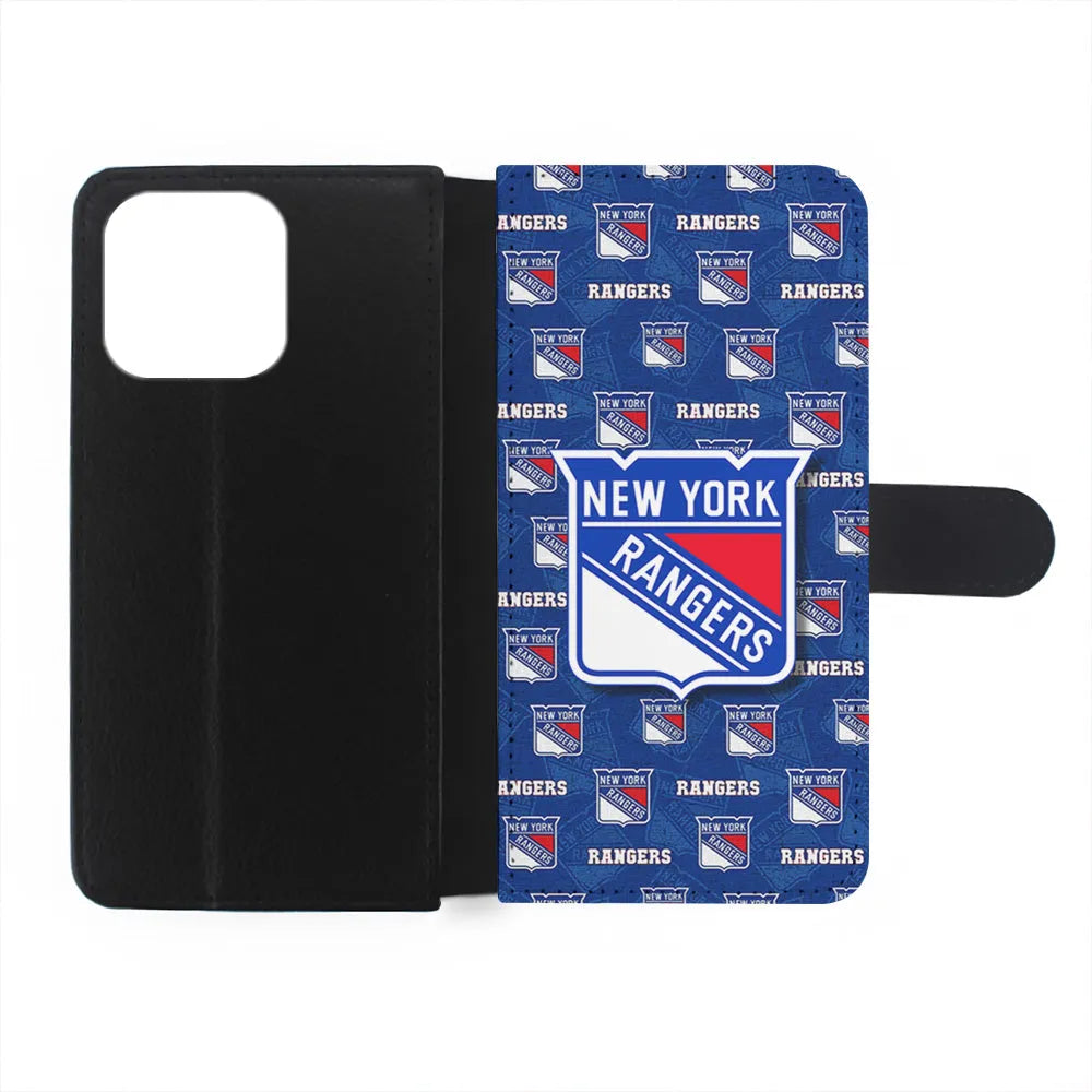 NHL New York Rangers Pattern iPhone 13 Pro Case-Flip Wallet Case-Xtracase