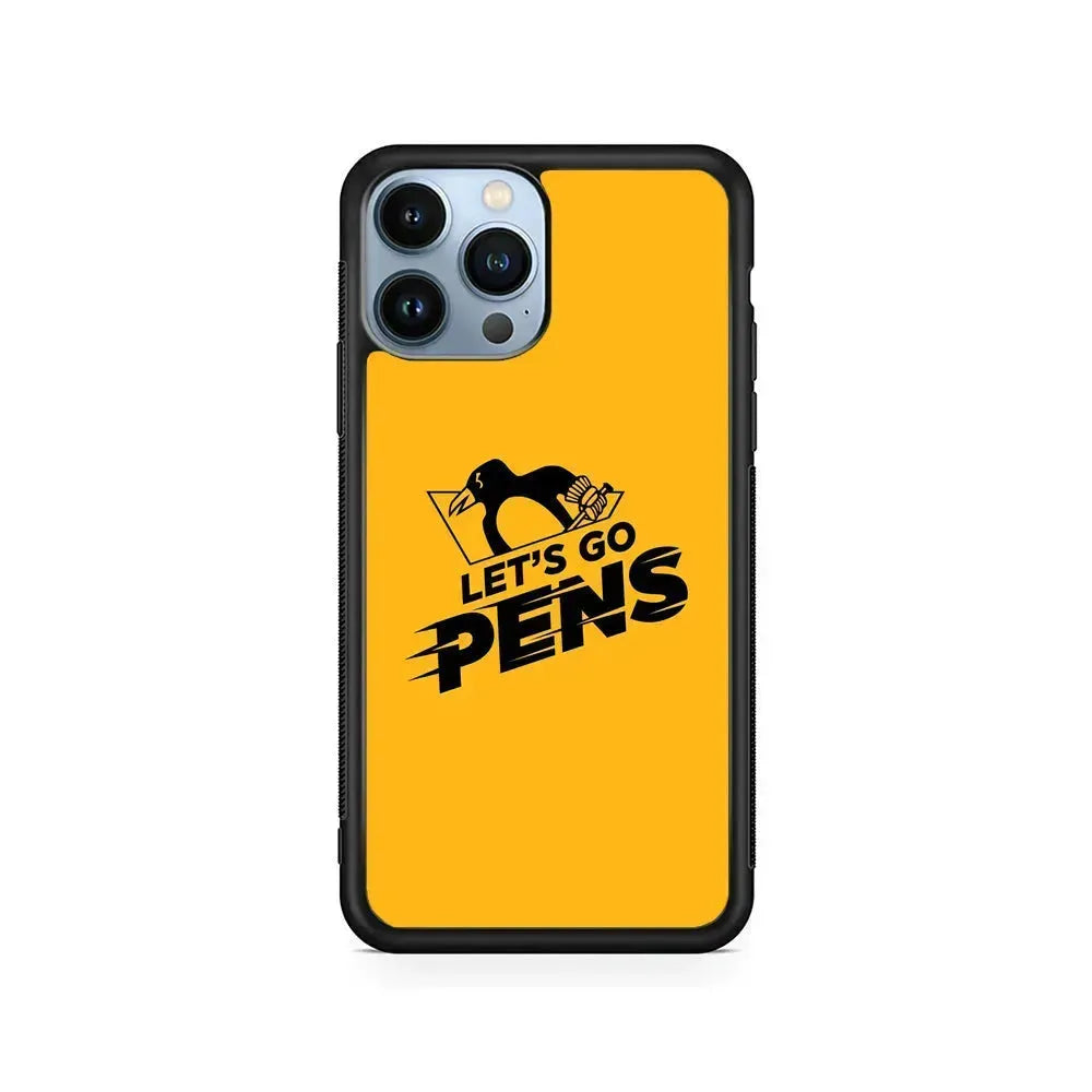 NHL Pittsburgh Penguins Let's Go iPhone 15 Pro Max Case-Rubber / Black (2D Case)-Xtracase
