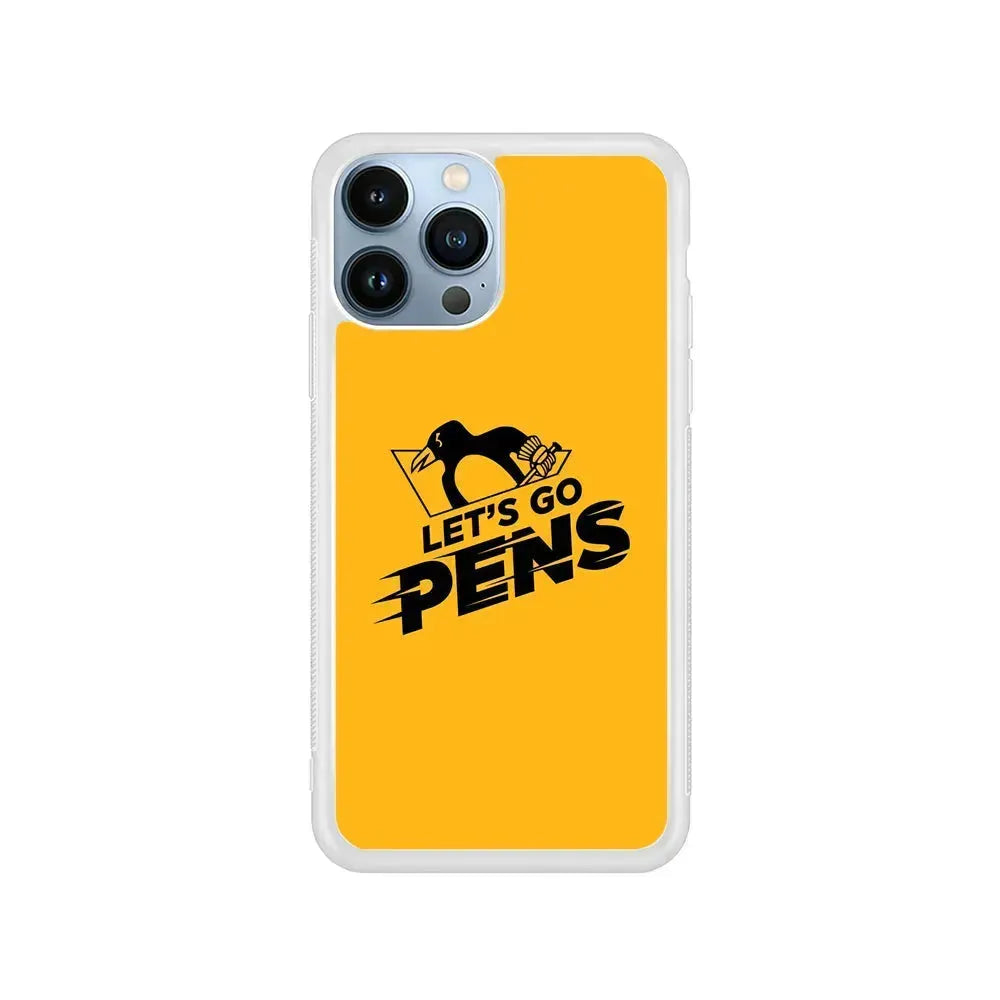 NHL Pittsburgh Penguins Let's Go iPhone 15 Pro Max Case-Rubber / White (2D Case)-Xtracase