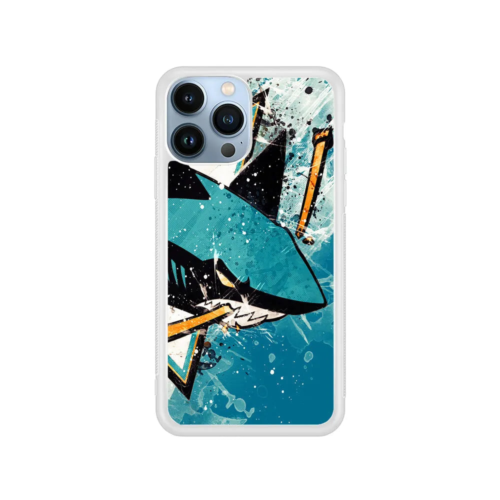 NHL San Jose Sharks Team iPhone 13 Pro Case-Rubber / White (2D Case)-Xtracase