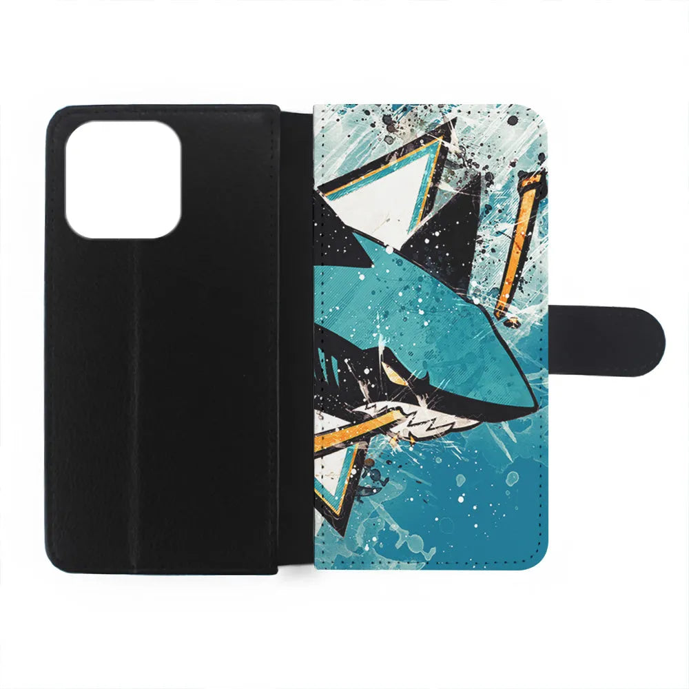 NHL San Jose Sharks Team iPhone 13 Pro Max Case-Flip Wallet Case-Xtracase