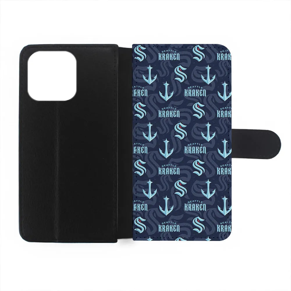 NHL Seattle Kraken Pattern iPhone 13 Pro Case-Flip Wallet Case-Xtracase