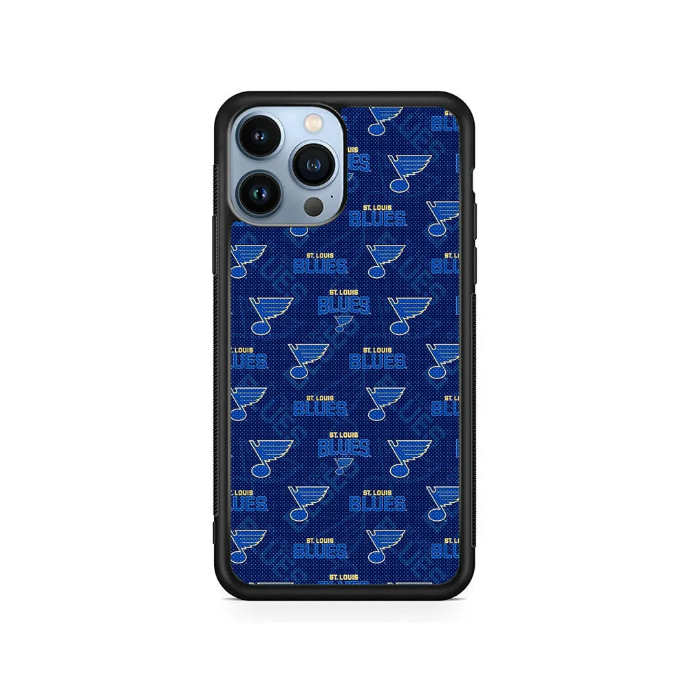 NHL St Louis Blues Team iPhone 13 Pro Case-Rubber / Black (2D Case)-Xtracase