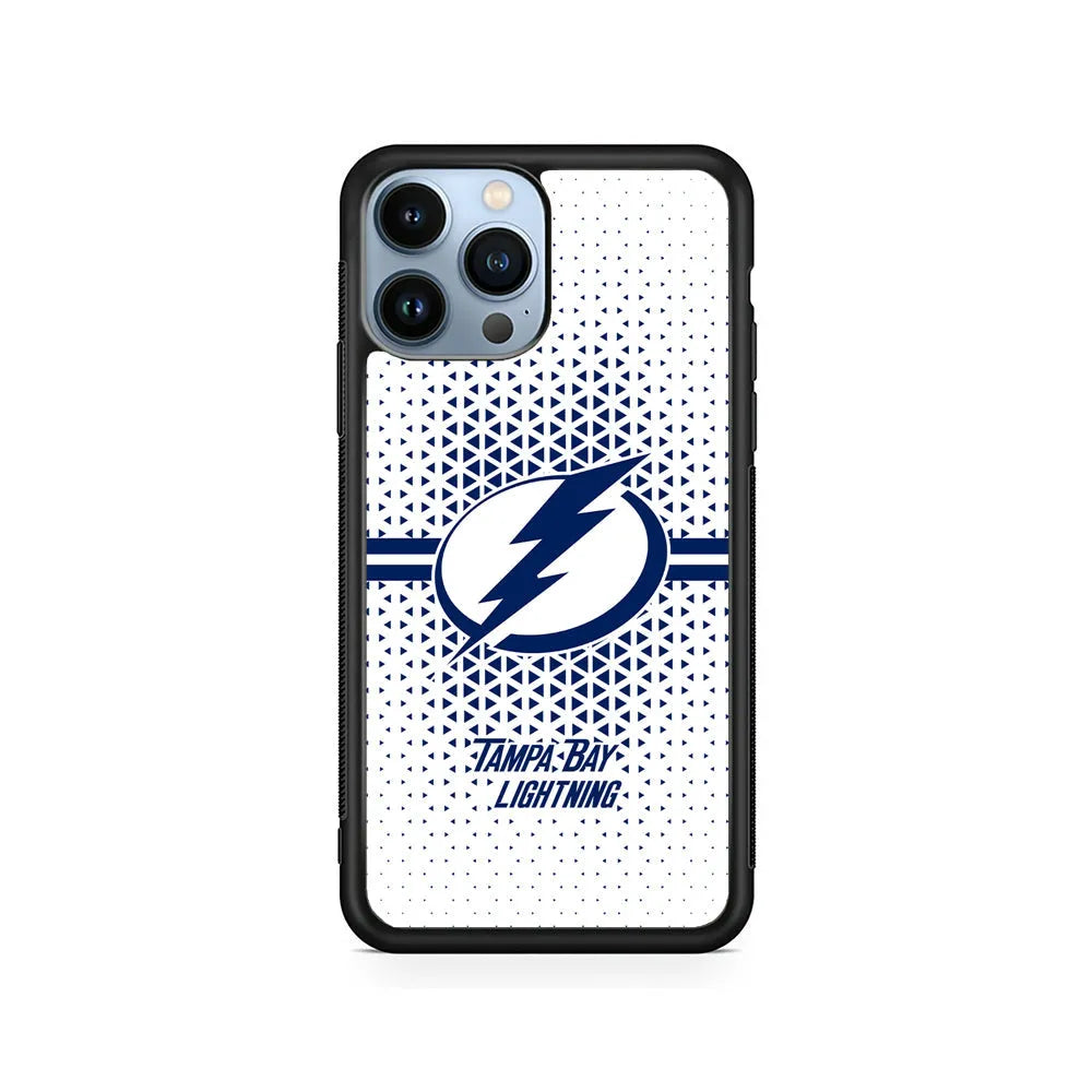 NHL Tampa Bay Lightning Triangle iPhone 13 Pro Max Case-Rubber / Black (2D Case)-Xtracase