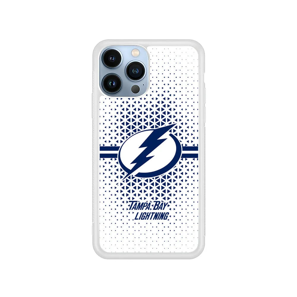 NHL Tampa Bay Lightning Triangle iPhone 13 Pro Max Case-Rubber / White (2D Case)-Xtracase