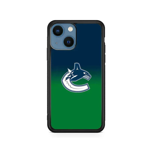NHL Vancouver Canucks Gradation iPhone 13 Mini Case-Rubber / Black (2D Case)-Xtracase