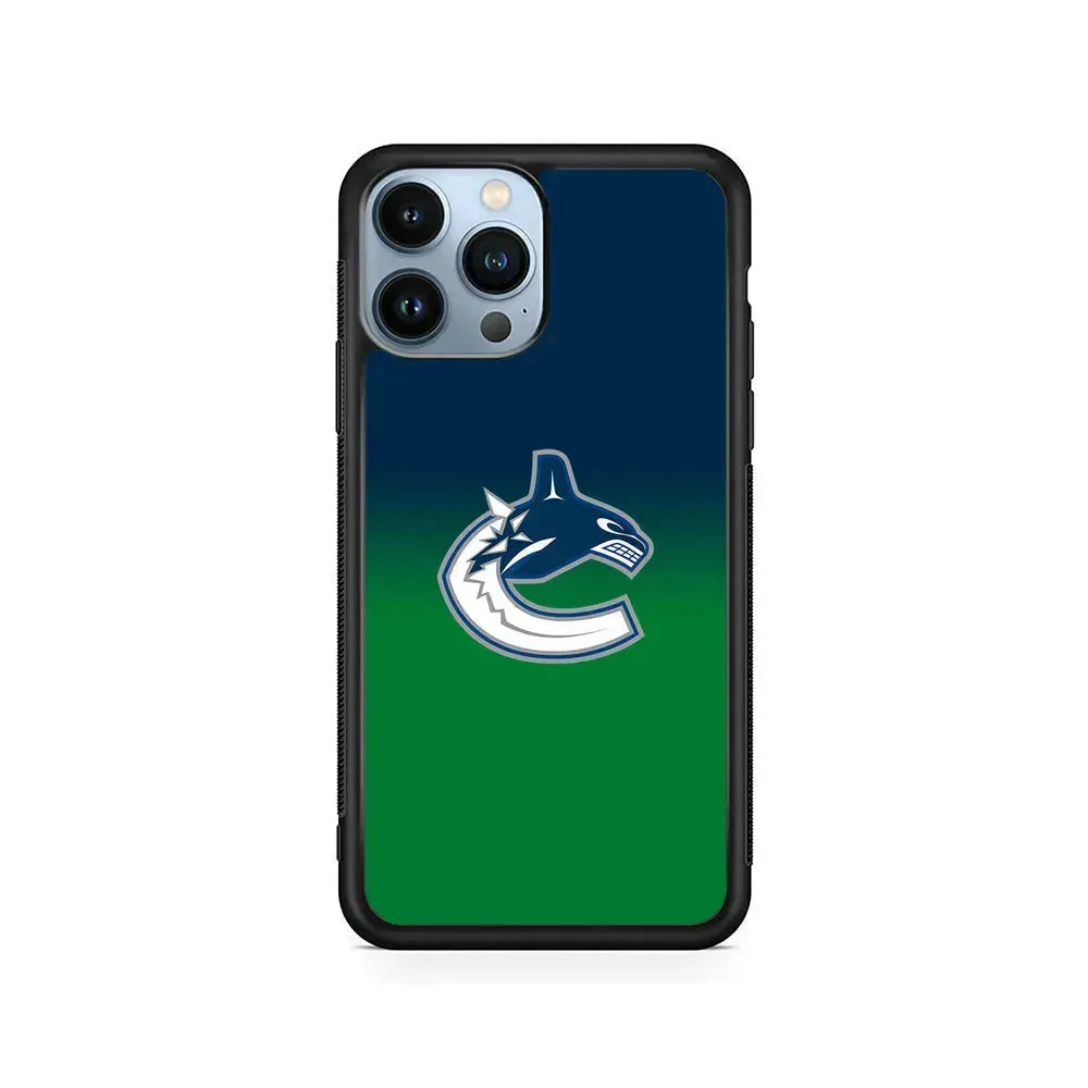 NHL Vancouver Canucks Gradation iPhone 15 Pro Max Case-Rubber / Black (2D Case)-Xtracase