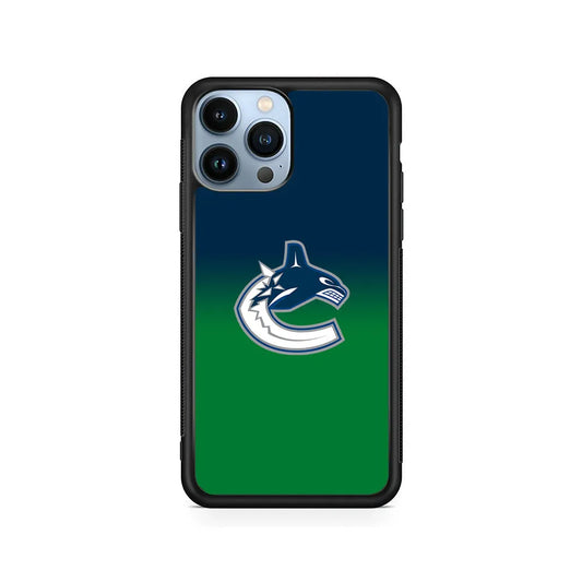 NHL Vancouver Canucks Gradation iPhone 13 Pro Case-Rubber / Black (2D Case)-Xtracase