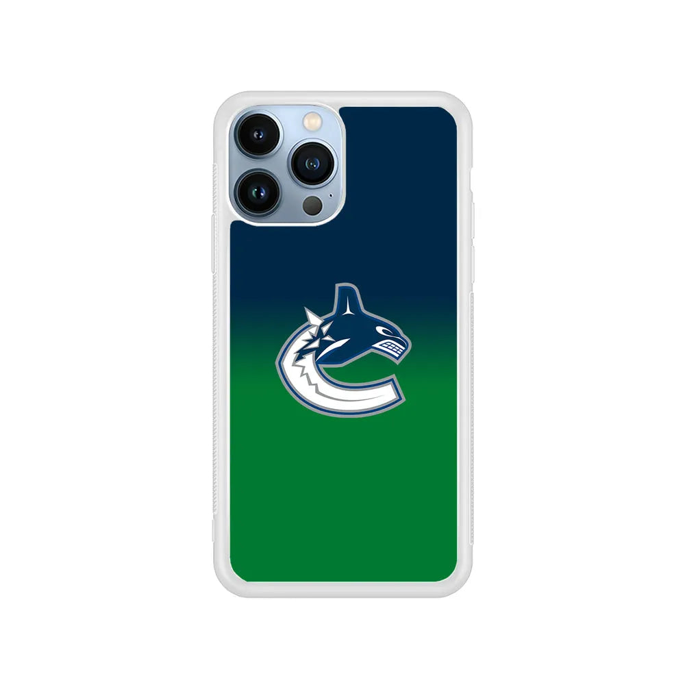 NHL Vancouver Canucks Gradation iPhone 13 Pro Case-Rubber / White (2D Case)-Xtracase