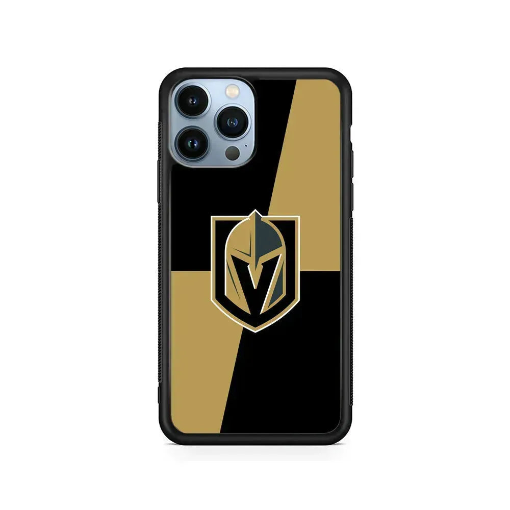 NHL Vegas Golden Knights Logo iPhone 15 Pro Max Case-Rubber / Black (2D Case)-Xtracase