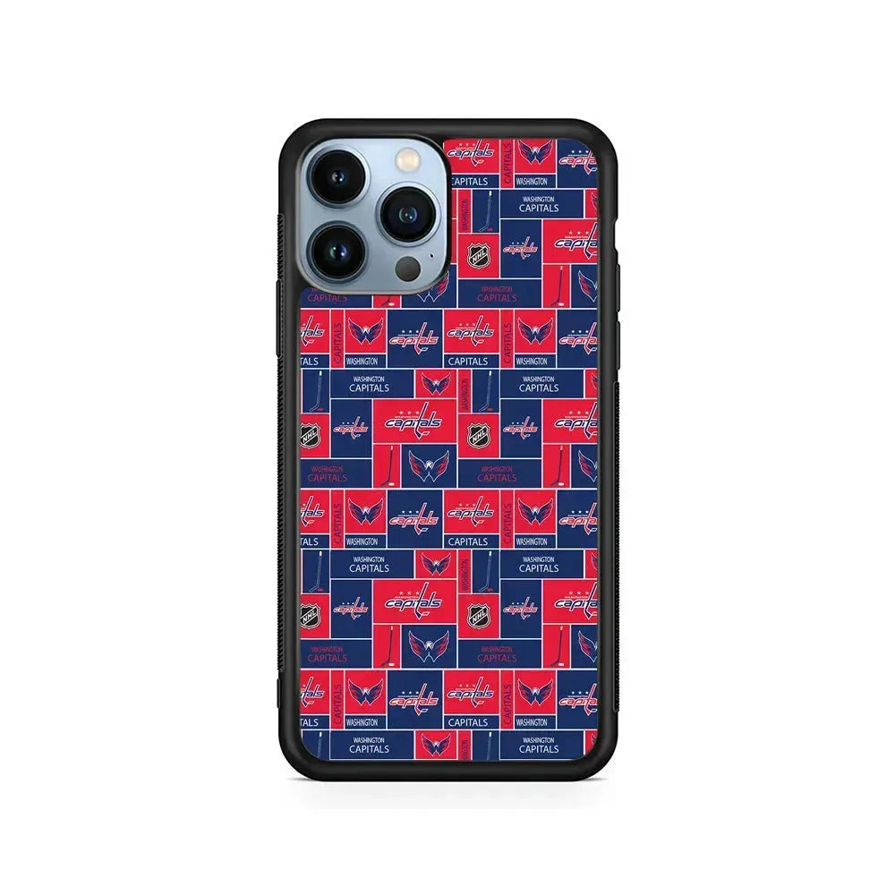 NHL Washington Capitals Pattern iPhone 15 Pro Max Case-Rubber / Black (2D Case)-Xtracase