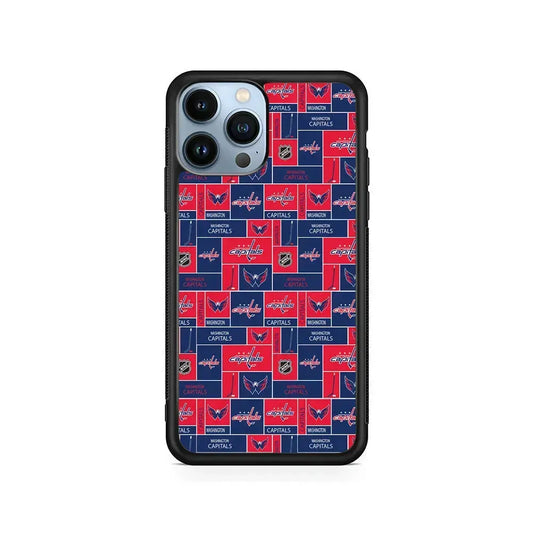 NHL Washington Capitals Pattern iPhone 15 Pro Max Case-Rubber / Black (2D Case)-Xtracase