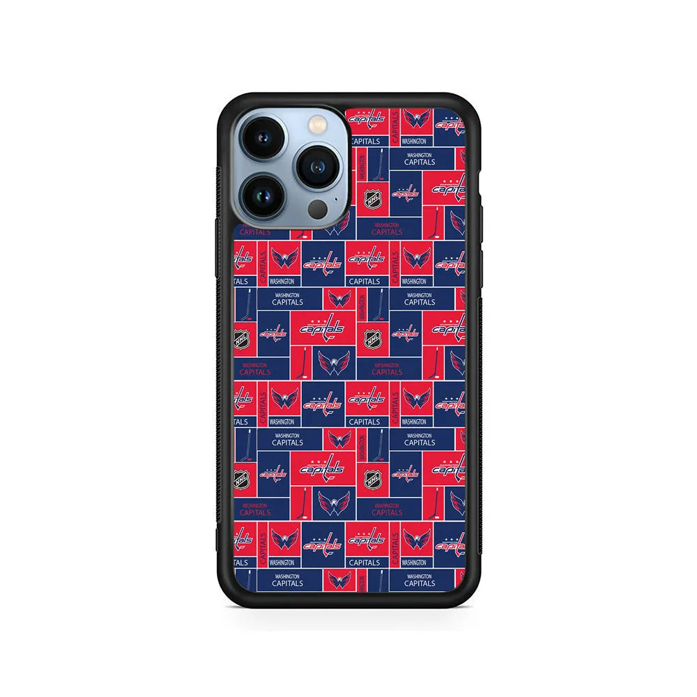 NHL Washington Capitals Pattern iPhone 13 Pro Case-Rubber / Black (2D Case)-Xtracase