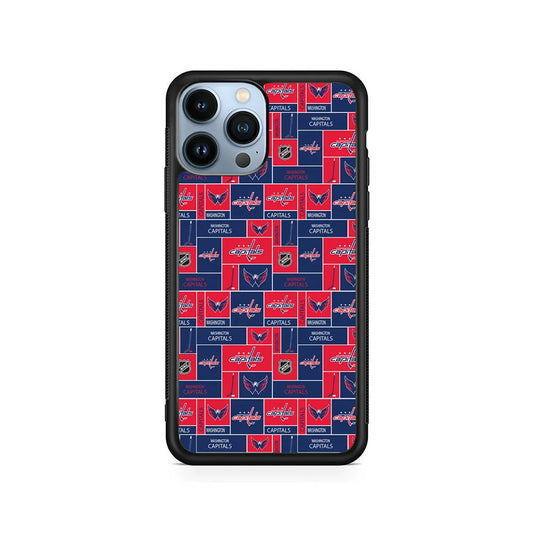 NHL Washington Capitals Pattern iPhone 13 Pro Case-Rubber / Black (2D Case)-Xtracase