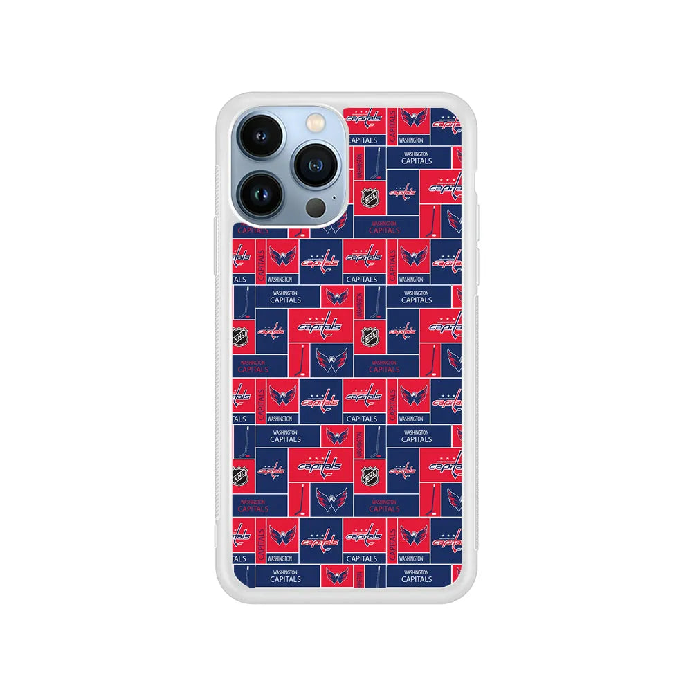 NHL Washington Capitals Pattern iPhone 13 Pro Case-Rubber / White (2D Case)-Xtracase