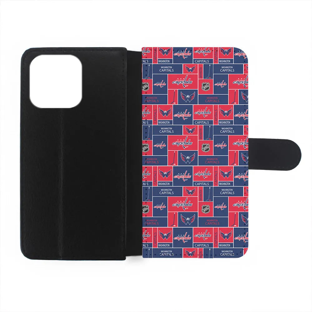 NHL Washington Capitals Pattern iPhone 13 Pro Case-Flip Wallet Case-Xtracase
