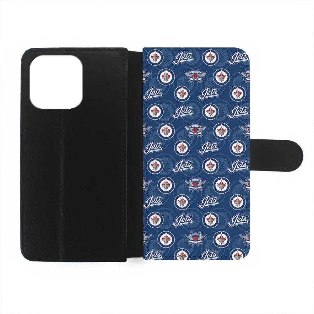 NHL Winnipeg Jets Pattern iPhone 15 Pro Max Case-Flip Wallet Case-Xtracase