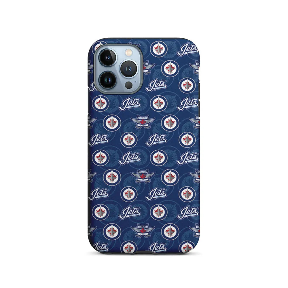 NHL Winnipeg Jets Pattern iPhone 13 Pro Case-2 in 1 Tough Case-Xtracase