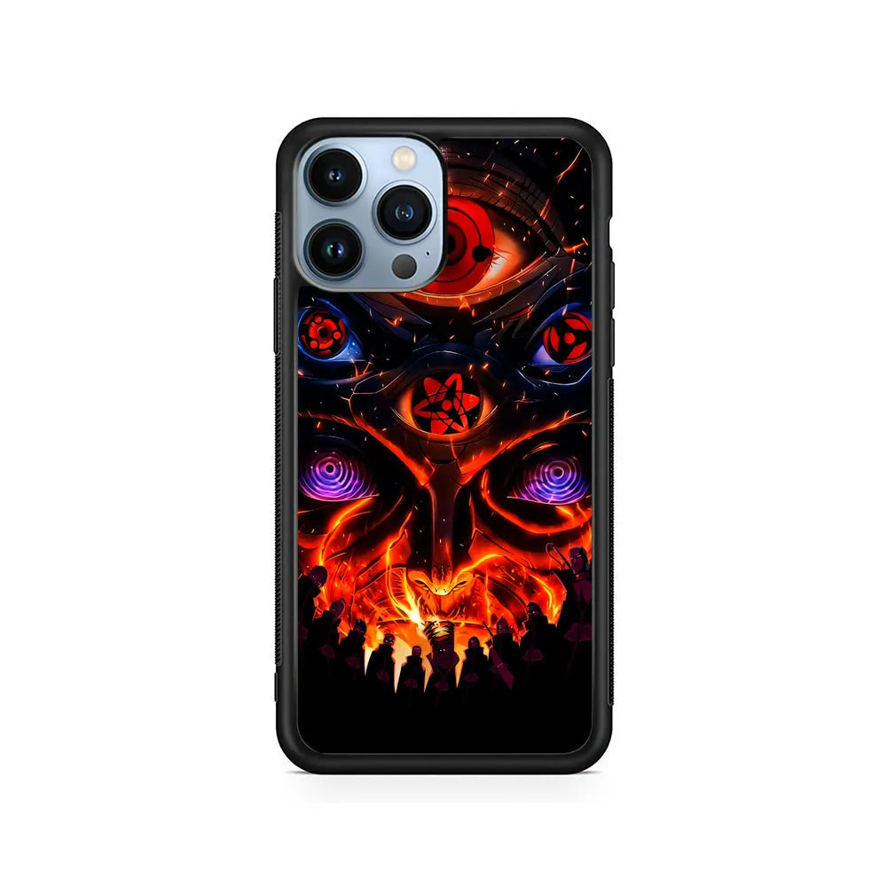 Naruto Akatsuki Clan Eyes iPhone 13 Pro Max Case-Rubber / Black (2D Case)-Xtracase