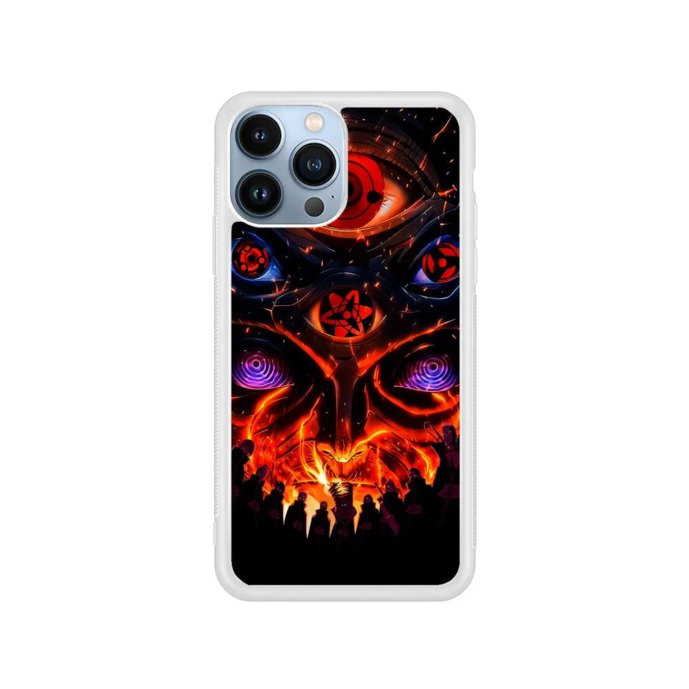 Naruto Akatsuki Clan Eyes iPhone 13 Pro Case-Rubber / White (2D Case)-Xtracase