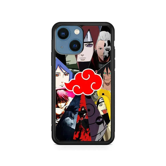 Naruto Akatsuki Clan Member iPhone 13 Mini Case-Rubber / Black (2D Case)-Xtracase