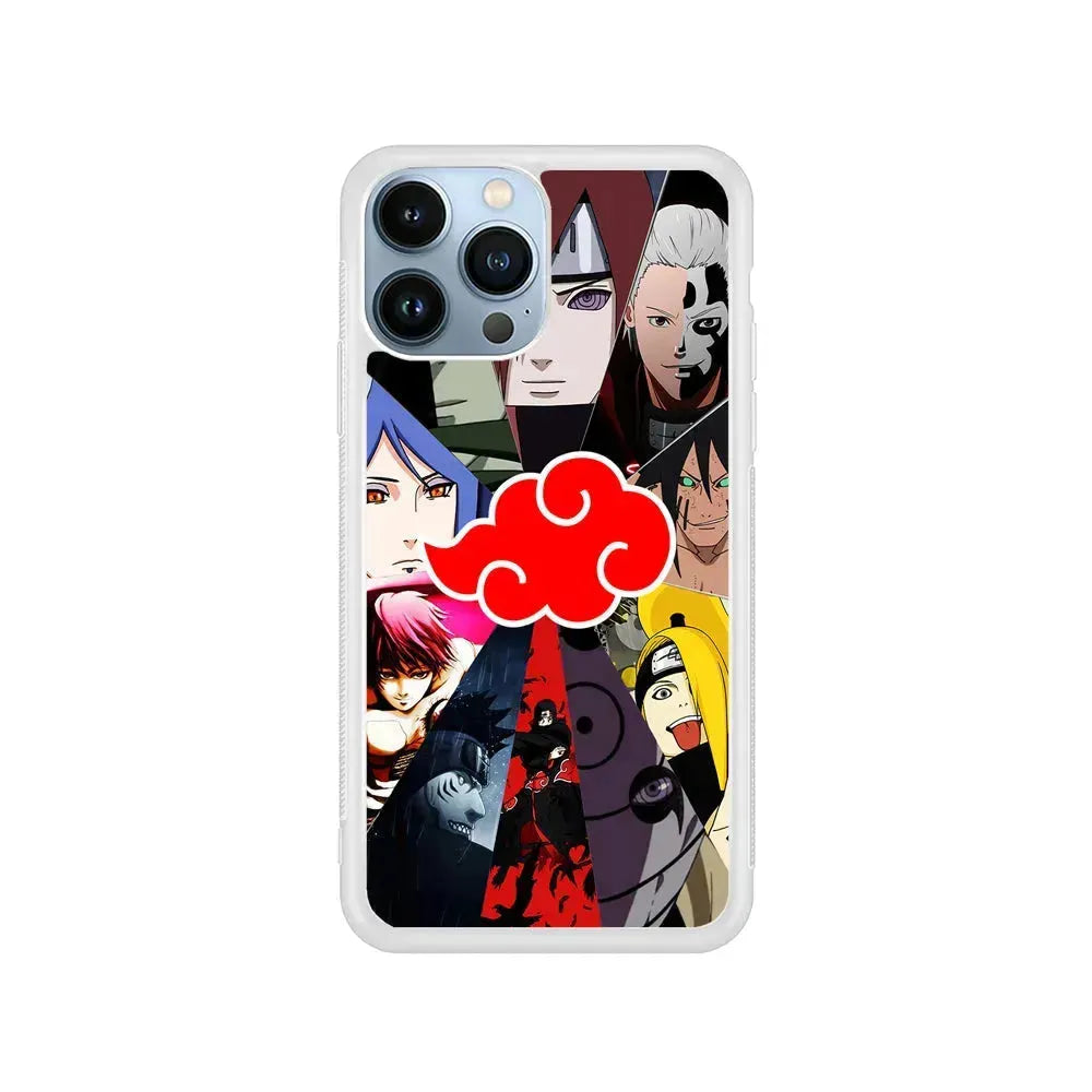 Naruto Akatsuki Clan Member iPhone 15 Pro Max Case-Rubber / White (2D Case)-Xtracase