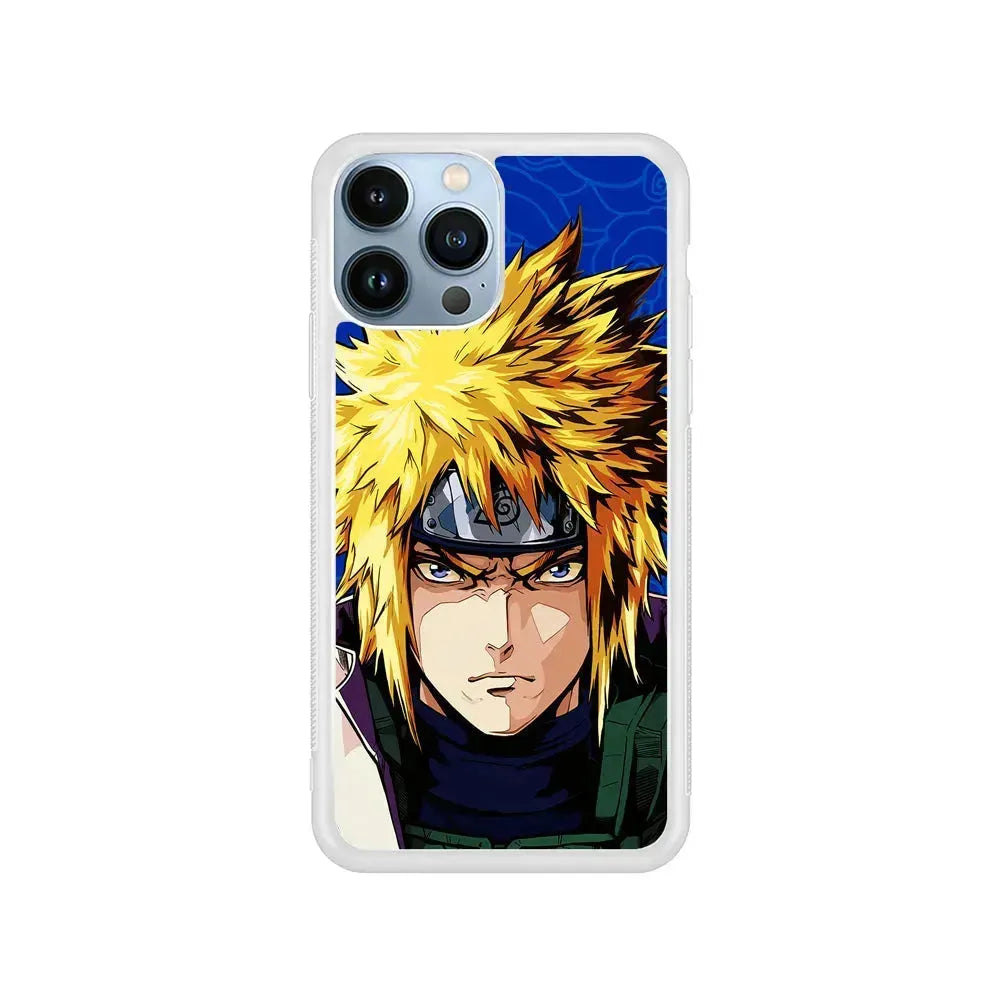 Naruto Minato Namikaze Angry iPhone 15 Pro Max Case-Rubber / White (2D Case)-Xtracase