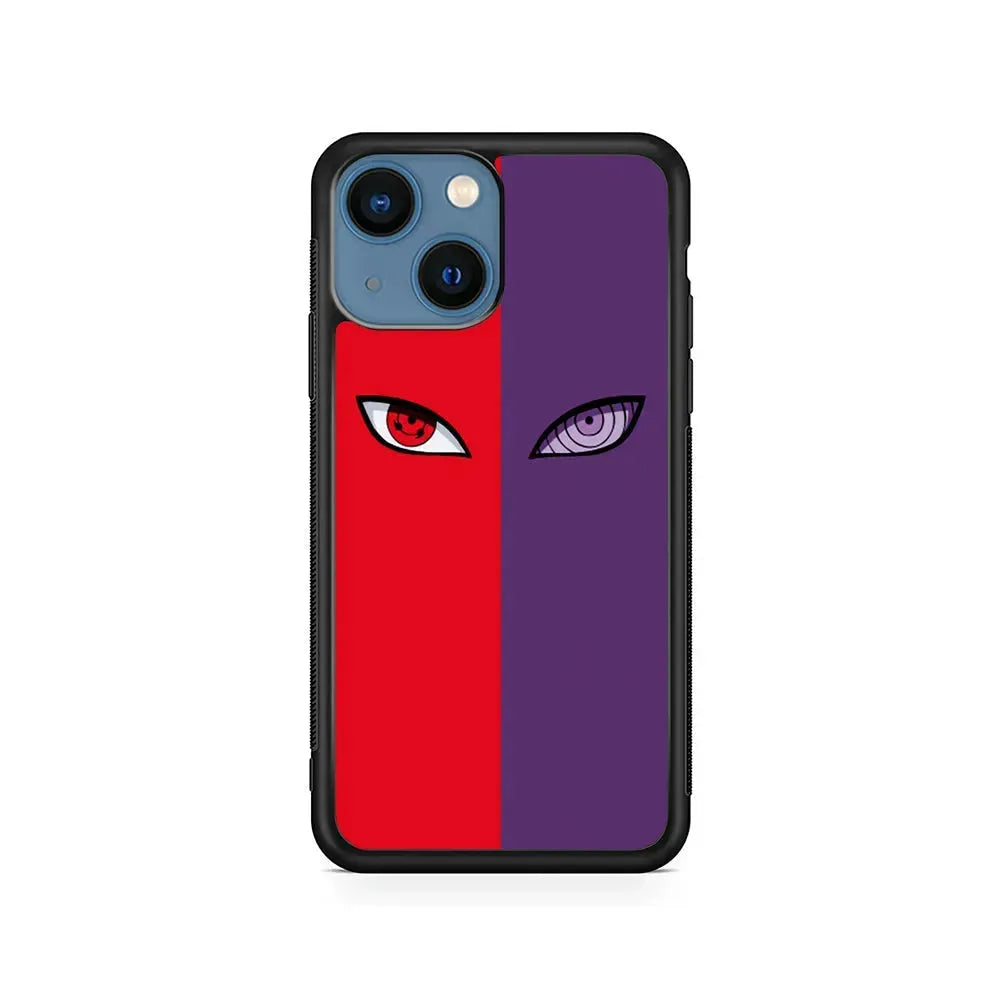 Naruto Sharingan and Rinnegan iPhone 13 Mini Case-Rubber / Black (2D Case)-Xtracase